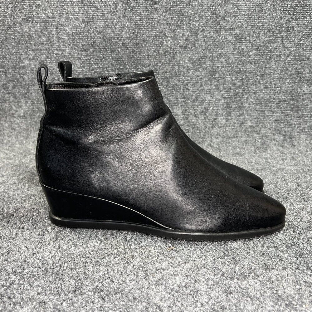 Ecco Shape‎ 45 Wedge Ankle Boots Women's Size 8 Black Leather Inside Zip Booties